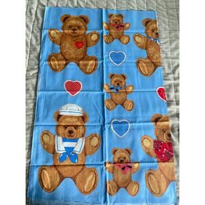 Vintage Hallmark Wamsutta Teddy Bear Fabric Panel Hearts 36x44 NOS